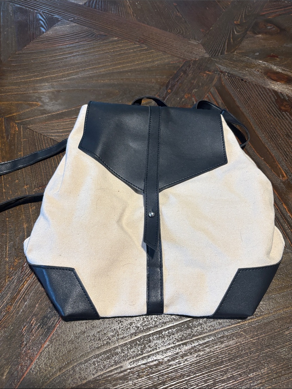 Deux Lux Cream Canvas Backpack with Black Trim